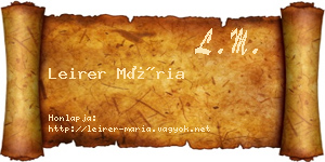 Leirer Mária névjegykártya